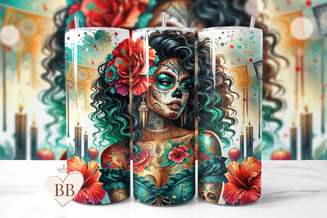 Day Of The Dead Tumbler Wrap Sublimation BijouBay 