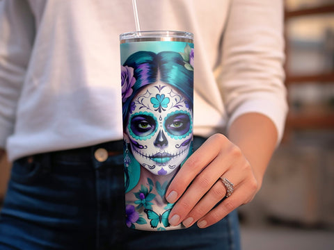 Day of the Dead Tumbler wrap Sublimation PNG Sublimation Luvleigh Digitals 