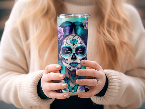 Day of the Dead Tumbler wrap Sublimation PNG Sublimation Luvleigh Digitals 