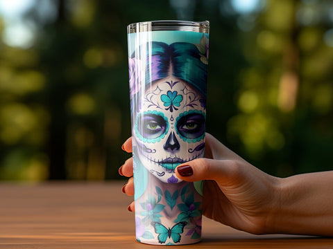 Day of the Dead Tumbler wrap Sublimation PNG Sublimation Luvleigh Digitals 