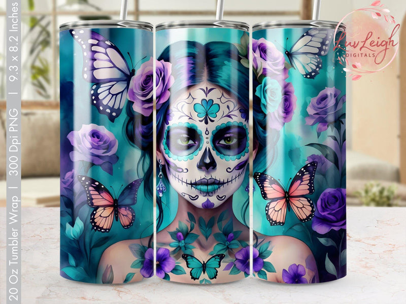 Day of the Dead Tumbler wrap Sublimation PNG Sublimation Luvleigh Digitals 
