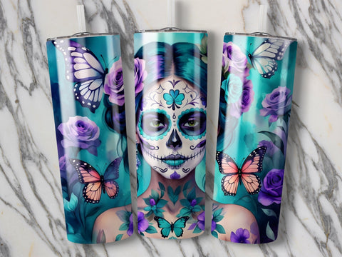 Day of the Dead Tumbler wrap Sublimation PNG Sublimation Luvleigh Digitals 