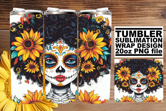 Day of the Dead Watercolor Wrap – 20oz Tumbler Design Sublimation afrosvg 