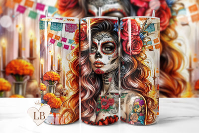 Day of the Dead Woman Tumbler Wrap Sublimation BijouBay 