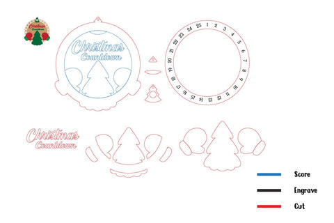 Day Until Christmas Countdown Calendar Laser Cut, Advent Calendar Laser cut files SVG zafrans studio 