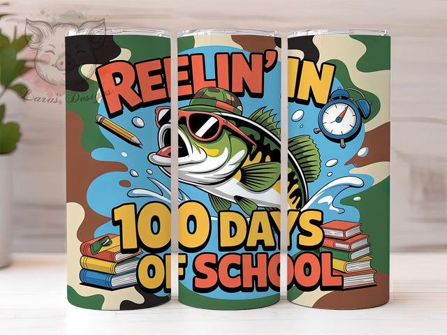 Days Fishing School Tumbler, School Celebration, Fishing Theme, Classroom Fun, Teacher Humor, 20Oz Tumbler, Sublimation Wrap Sublimation Lara' s Designs 