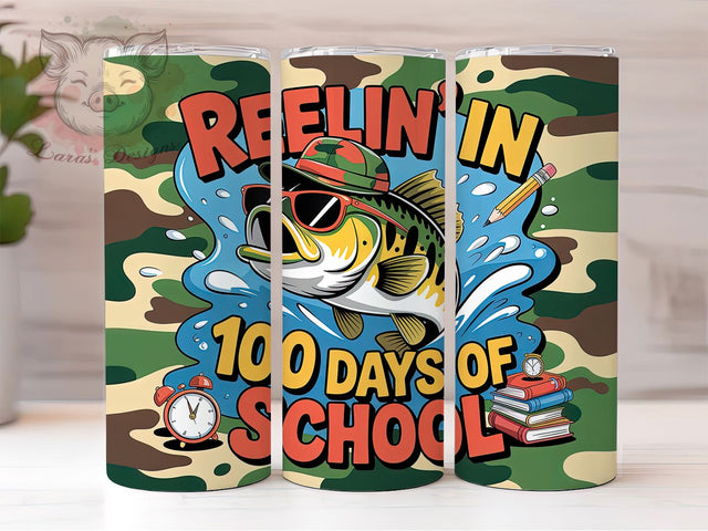 Days Fishing School Tumbler, School Celebration, Fishing Theme, Classroom Fun, Teacher Humor, 20Oz Tumbler, Sublimation Wrap Sublimation Lara' s Designs 