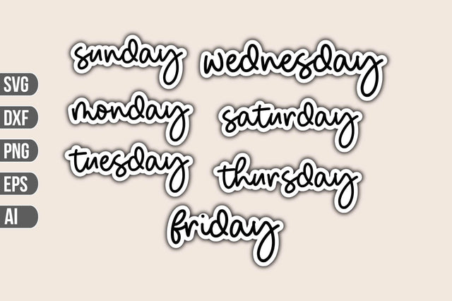 Days of the Week Week Stickers SVG shah alam 