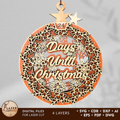 Days Until Christmas Anvent Calendar SVG LaserCutano 