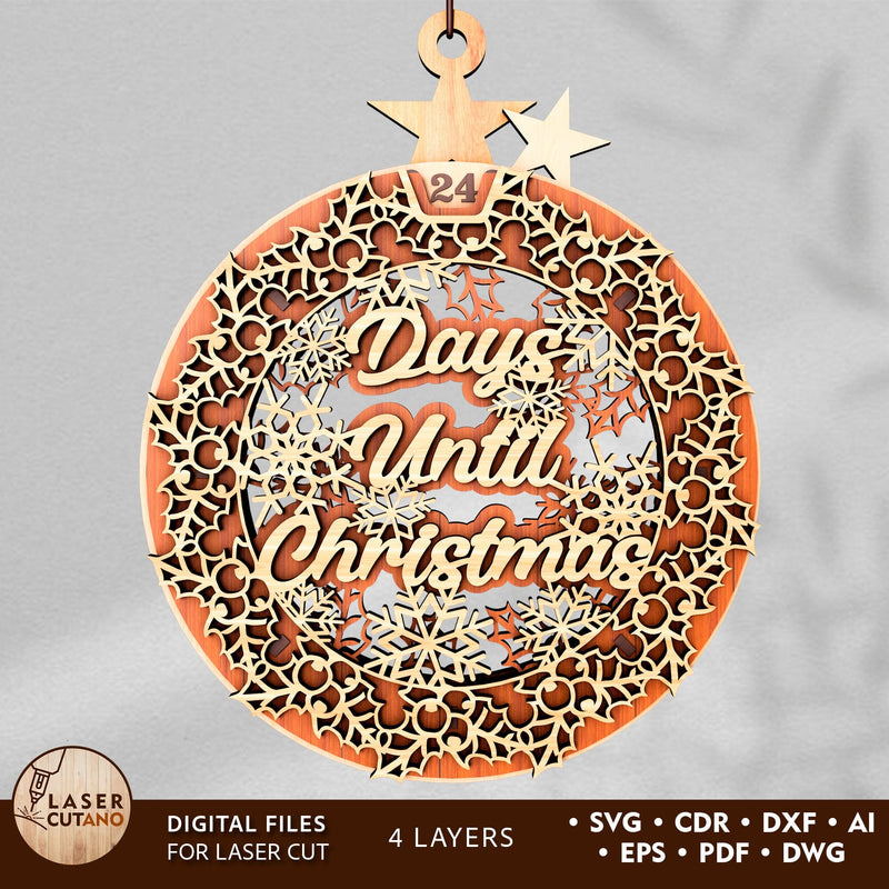Days Until Christmas Anvent Calendar SVG LaserCutano 