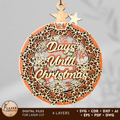 Days Until Christmas Anvent Calendar SVG LaserCutano 