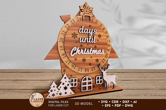 Days Until Crhistmas Advent Calendar Template SVG LaserCutano 
