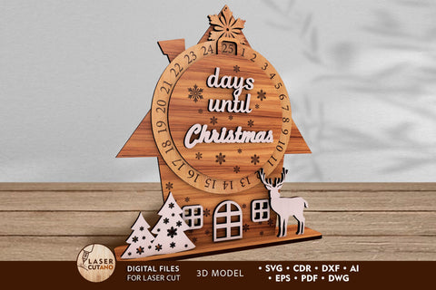 Days Until Crhistmas Advent Calendar Template SVG LaserCutano 