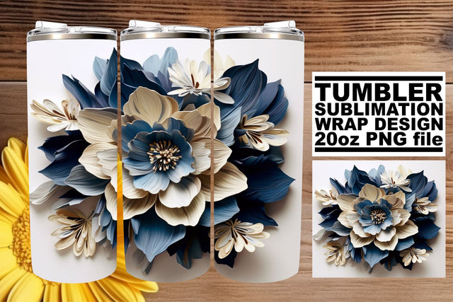 Dazzling 3D Floral Tumbler Wrap Sublimation Artistry Sublimation afrosvg 