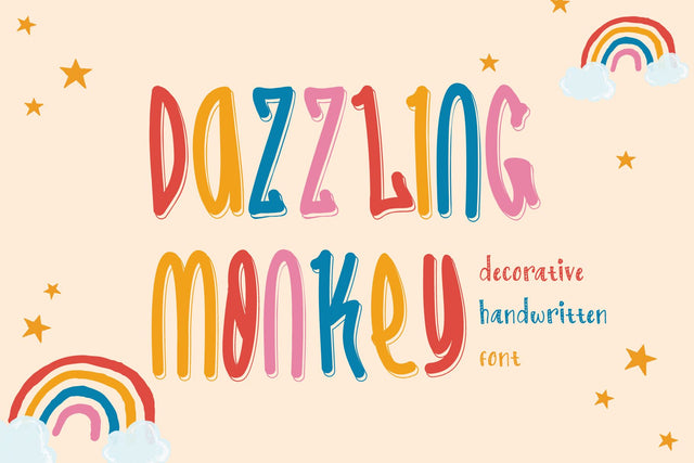 Dazzling Monkey - Thiny Decorative Handwritten Font Font Mozzatype 