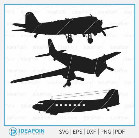 DC-3 Airplane svg, DC-3 Airplane vector, Douglas DC-3 Vector, Pilot, Airplane Vector, Jet svg SVG Dinvect 
