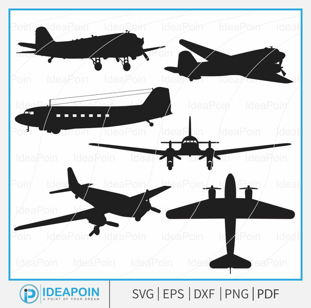 DC-3 Airplane svg, DC-3 Airplane vector, Douglas DC-3 Vector, Pilot, Airplane Vector, Jet svg SVG Dinvect 