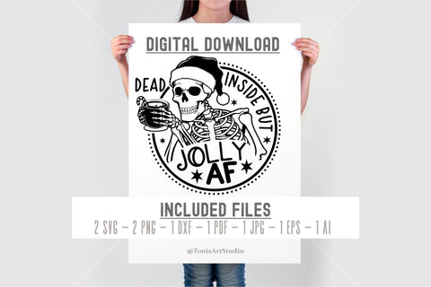 Dead inside but jolly AF svg, Skull Santa SVG, Christmas Svg SVG TonisArtStudio 