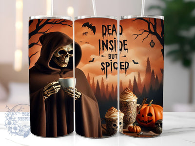Dead Inside But Spiced 20oz Skinny Tumbler, Spooky Halloween Tumbler Png, Straight & Tapered Tumbler Wrap, Instant Digital Download Sublimation ToriDesigns 