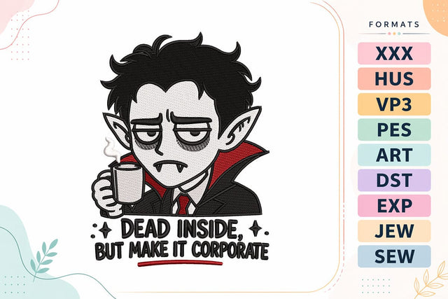 Dead Inside Corporate Vampire Halloween Embroidery Design Embroidery/Applique DESIGNS sg embroidery 