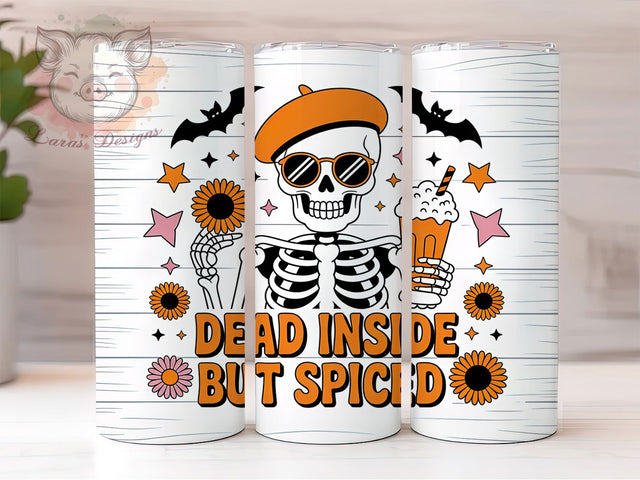 Dead Inside Funny Coffee Tumbler, Spicy Coffee Cup, 20Oz Sublimation, Sarcastic Drinkware, Funny Tumbler Design, Autumn Coffee Wrap, Halloween Mug Print Sublimation Lara' s Designs 