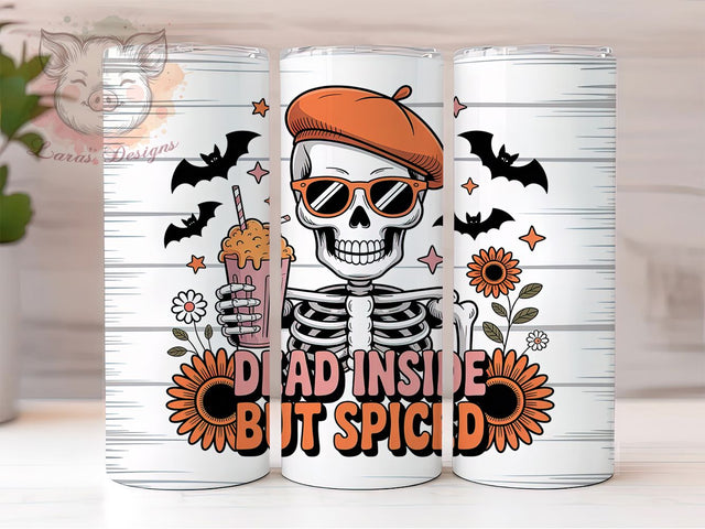 Dead Inside Funny Coffee Tumbler, Spicy Coffee Cup, 20Oz Sublimation, Sarcastic Drinkware, Funny Tumbler Design, Autumn Coffee Wrap, Halloween Mug Print Sublimation Lara' s Designs 