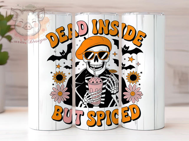 Dead Inside Funny Coffee Tumbler, Spicy Coffee Cup, 20Oz Sublimation, Sarcastic Drinkware, Funny Tumbler Design, Autumn Coffee Wrap, Halloween Mug Print Sublimation Lara' s Designs 