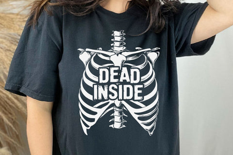 Dead Inside Skeleton Rib Cage Graphic T-Shirt SVG DesignDestine 