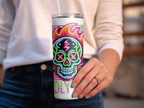 Deadly Glow Halloween Skull Tumbler wrap Sublimation PNG Sublimation Luvleigh Digitals 