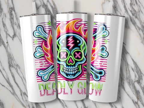 Deadly Glow Halloween Skull Tumbler wrap Sublimation PNG Sublimation Luvleigh Digitals 