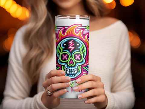 Deadly Glow Halloween Skull Tumbler wrap Sublimation PNG Sublimation Luvleigh Digitals 
