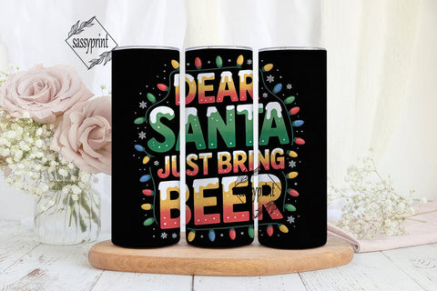 Dear Santa Beer 20oz Tumbler Wrap Sublimation sassyprint 