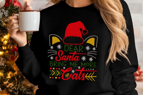 Dear Santa Bring Me More Cats| Funny Christmas Cat SVG Cutting Files. SVG CosmosFineArt 