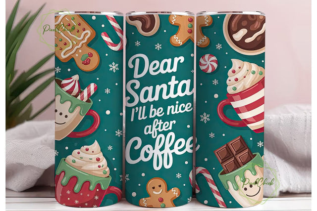 Dear Santa Coffee 20oz Tumbler Wrap Sublimation PixelChick 