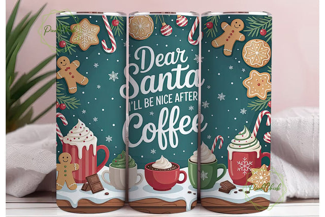 Dear Santa Coffee 20oz Tumbler Wrap Sublimation PixelChick 