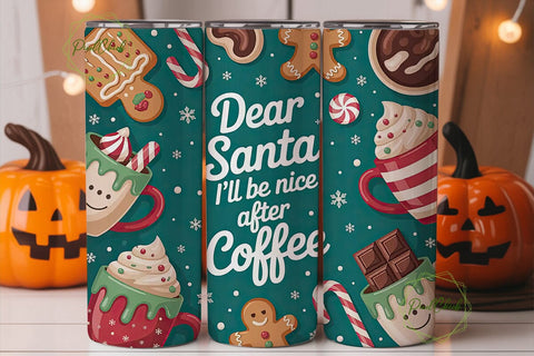 Dear Santa Coffee 20oz Tumbler Wrap Sublimation PixelChick 