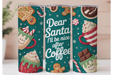 Dear Santa Coffee 20oz Tumbler Wrap Sublimation PixelChick 