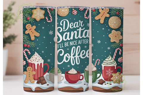 Dear Santa Coffee 20oz Tumbler Wrap Sublimation PixelChick 