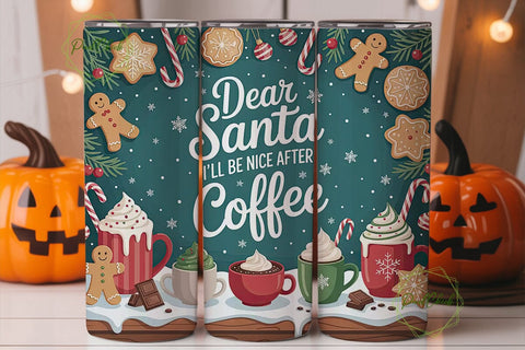 Dear Santa Coffee 20oz Tumbler Wrap Sublimation PixelChick 