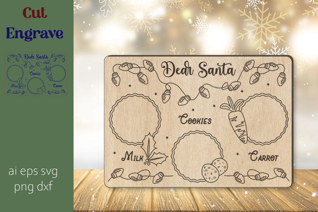 Dear Santa cutting board svg, Christmas plate laser cut SVG AnastasiyaArtDesign 