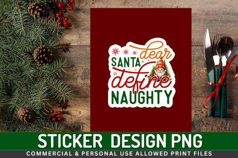 Dear santa define Sticker Design Sublimation Regulrcrative 