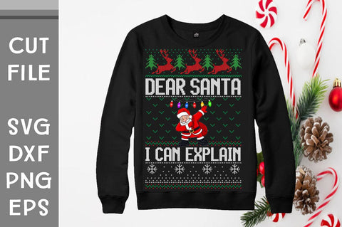 Dear Santa I Can Explain Ugly Sweater design SVG Svgcraft 