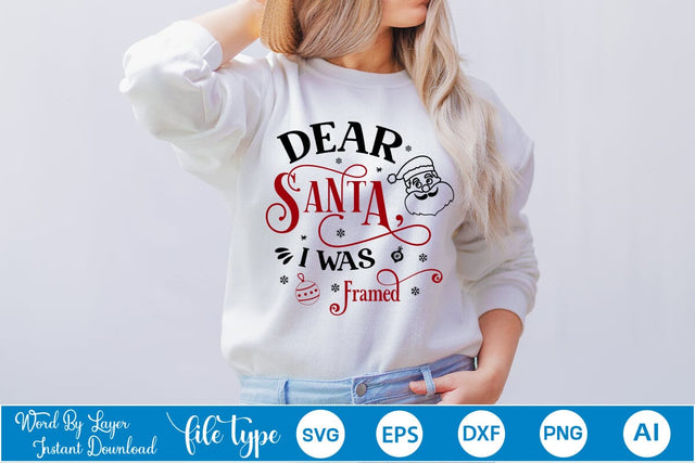 Dear Santa I Was Framed SVG Design, Christmas SVG Design, SVGs,Quotes and Sayings,Food & Drink,On Sale, Print & Cut SVG DesignPlante 503 