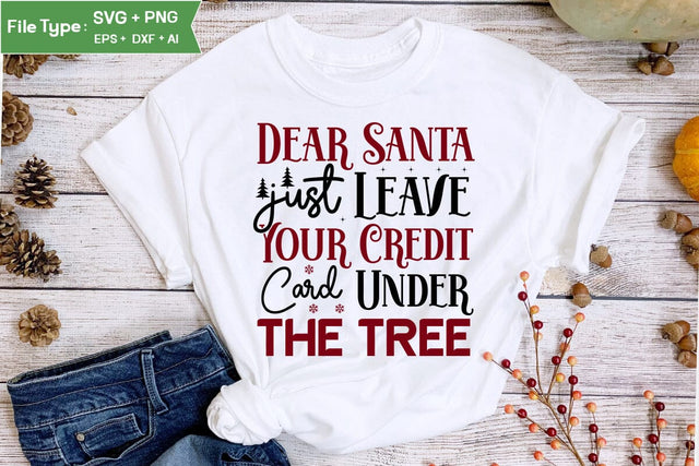 Dear Santa Just Leave Your Credit Card Under The Tree Round Sign SVG Design, Farmhouse Christmas Round Sign SVG Design, Christmas SVG Design SVG DesignPlante 503 