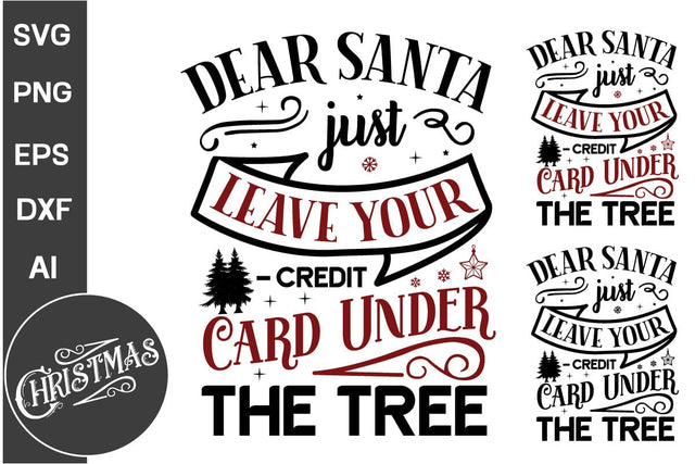 Dear Santa Just Leave Your Credit Card Under The Tree Round Sign SVG Design, Farmhouse Christmas Round Sign SVG Design, Christmas SVG Design SVG DesignPlante 503 