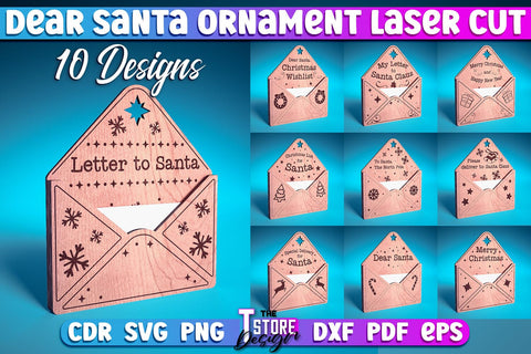 Dear Santa Ornament Bundle | Christmas Design | Letter to Santa | Wishlist | CNC Files SVG The T Store Design 