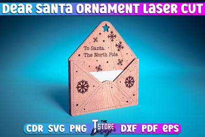 Dear Santa Ornament | Christmas Design | Letter to Santa | Wishlist | CNC Files SVG The T Store Design 