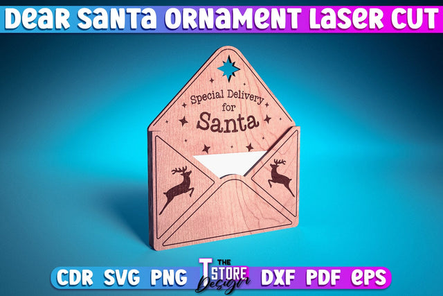 Dear Santa Ornament | Christmas Design | Letter to Santa | Wishlist | CNC Files SVG The T Store Design 