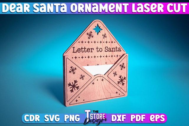 Dear Santa Ornament | Christmas Design | Letter to Santa | Wishlist | CNC Files SVG The T Store Design 
