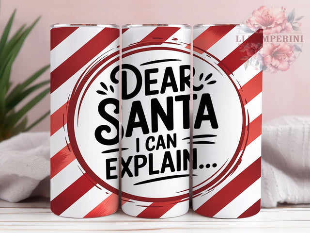 Dear Santa Red Stripe Christmas Tumbler, Red And White Stripes Wrap, Christmas Santa Sublimation, Festive Holiday Cup, 20Oz Skinny Tumbler Wrap, Candy Cane Stripe Mug, Jolly Santa Design Sublimation Li Zamperini 